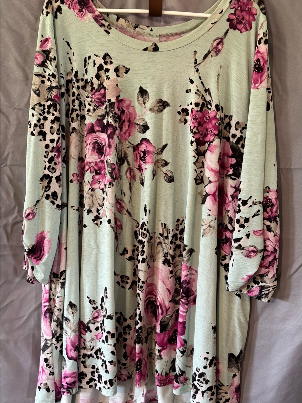 Swing Tunic Top 3/4 sleeve with Buttons Down The Back